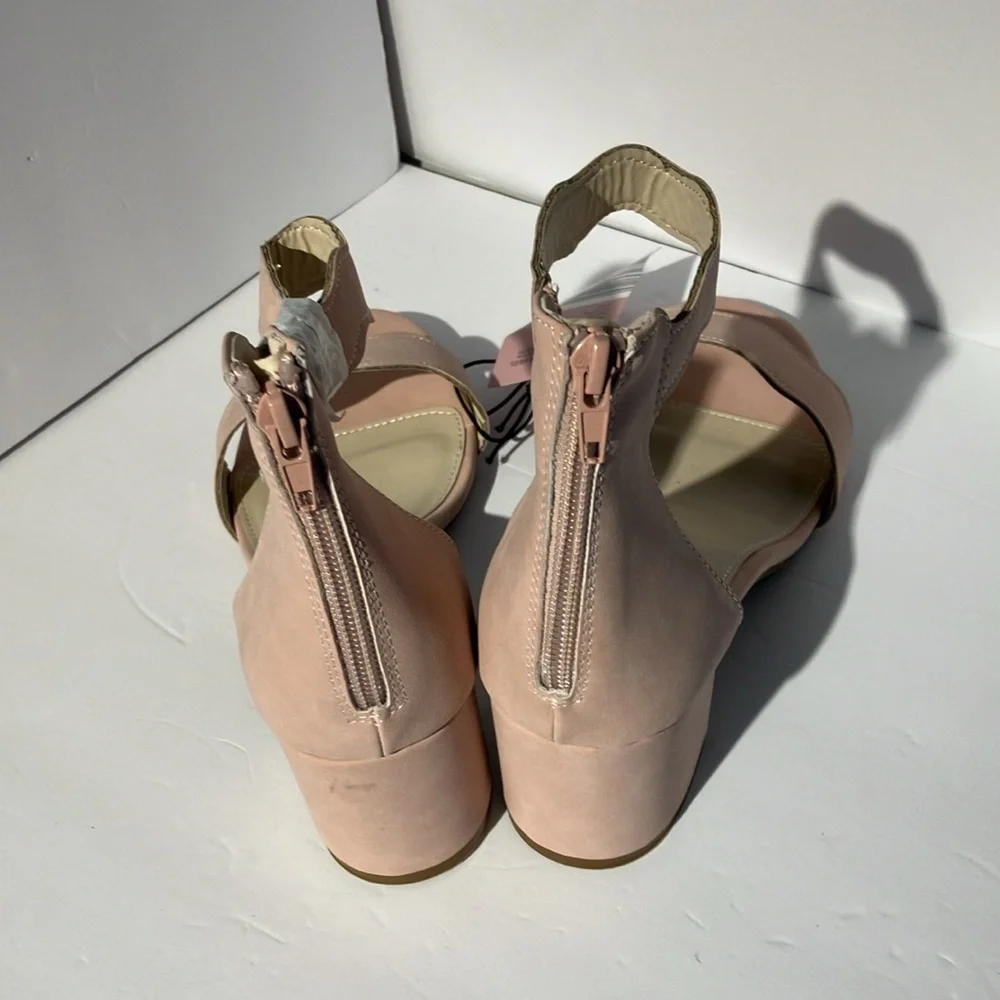 Serra Memory Foam Block Heel Scallop Sandals Size 10 Blush Pink Faux Suede NWT - Picture 4 of 6